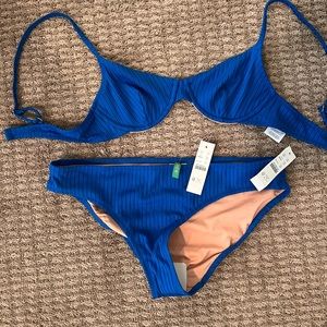 NWT J. Crew Wide Rib French Bikini 32C & M